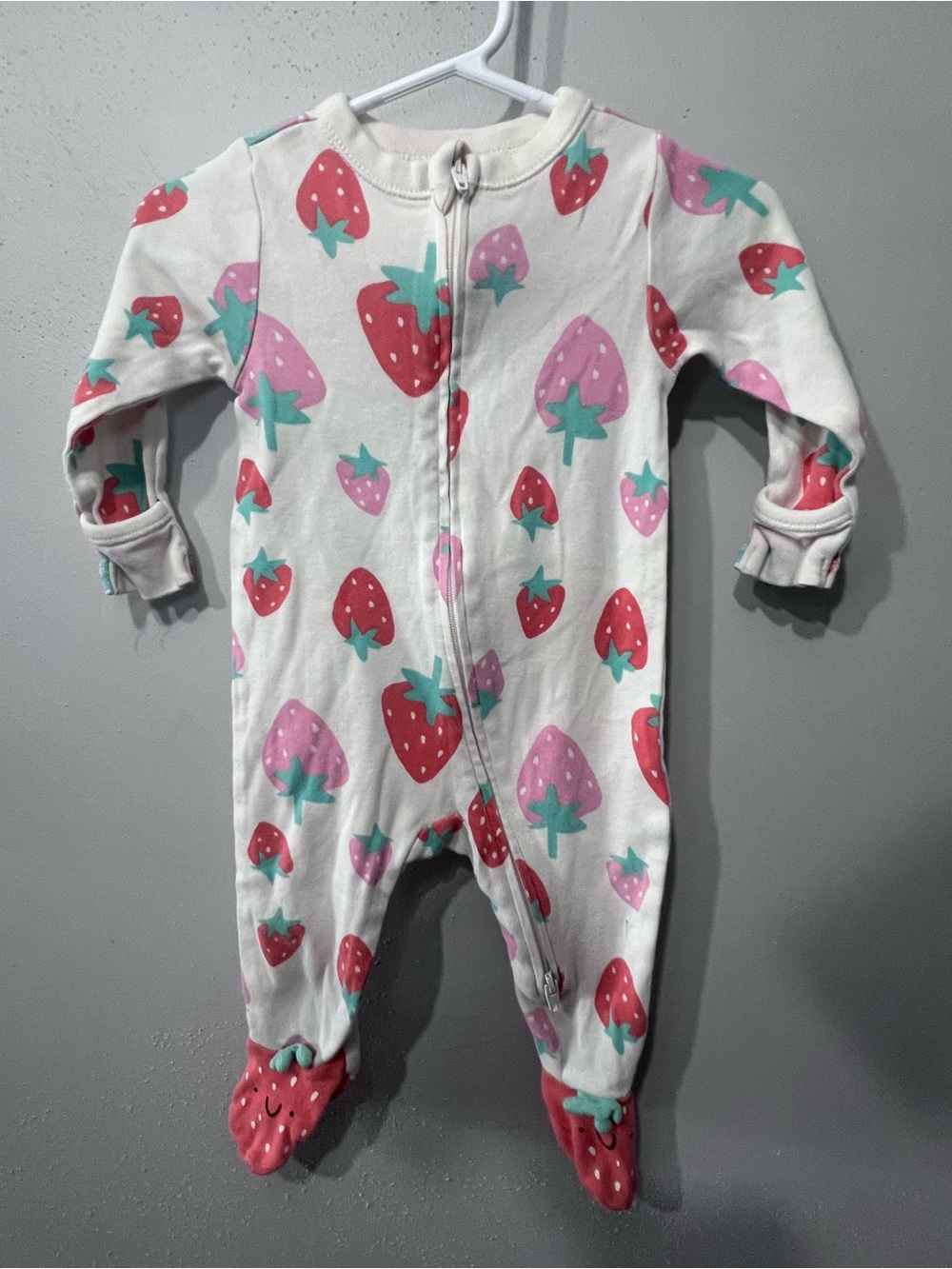 3-6 M  Old Navy Strawberry One Piece Footed Sleeper Baby Girl